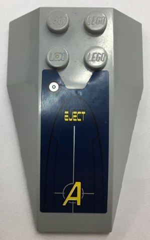 Lego Wedge 6 x 4 Triple Curved with Yellow 'EJECT' and Letter A over Crosshairs on Dark Blue Background Pattern (Sticker) - Set 8970
