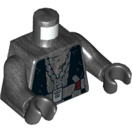 Lego Torso, Robe, Black with Belt and Silver Buckle, Red Weapon Handle Print, Pearl Titanium Arms, Black Hands