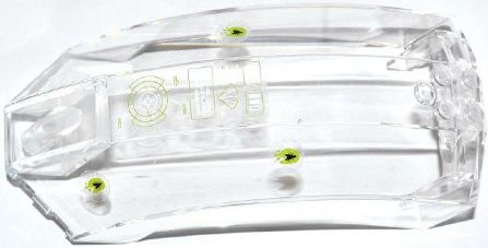 Lego Windscreen 12 x 6 x 6 Curved without Pin Holes with Target Head-Up Display (HUD) and 3 Squashed Flies Pattern (Stickers) - Set 70709
