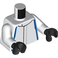 Lego Torso, Racing Suit, Blue Lines Print, White Arms, Black Hands