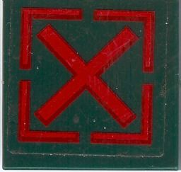 Lego Tile 2 x 2 with Red Square and 'X' Pattern (Sticker) - Set 7626