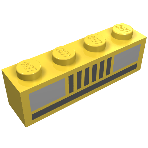 Lego Brick 1 x 4 with Basic Car Headlights Print / Yellow