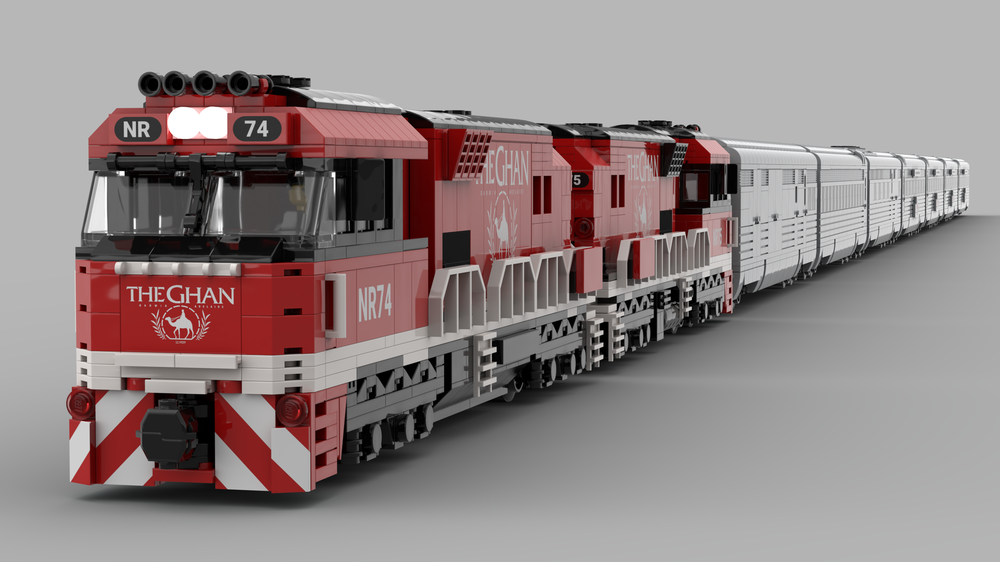 Lego The Ghan Locomotive with Powered-Up Hub, Motor and LIGHTs!