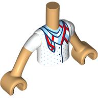 Lego Minidoll Torso Boy with White Shirt, Bright Light Blue Dots, Bright Light Blue/Red/White Scarf Print, Warm Tan Arms and Hands