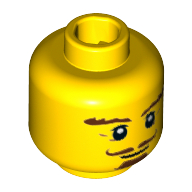 Lego Minifig Head, Beard Reddish Brown, Goatee, Curly Moustache, Bushy Eyebrows, Thin Smile Print