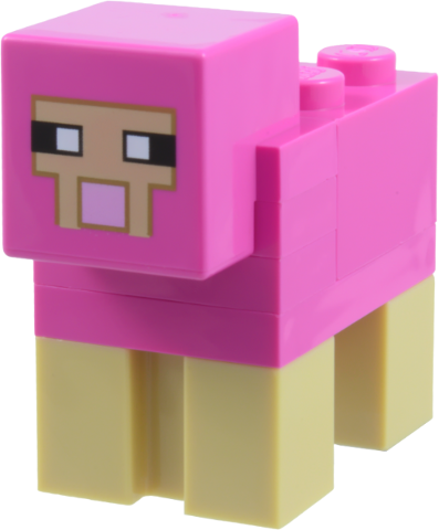 Lego Minecraft Sheep, Dark Pink - Brick Built