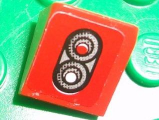 Lego Slope 30 1 x 1 x 2/3 with Red and White Taillights on Red Background Pattern (Sticker) - Set 8656 / Red