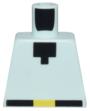 Lego Torso Pixelated Black Neck and Belt with Yellow Buckle Pattern / Light Aqua