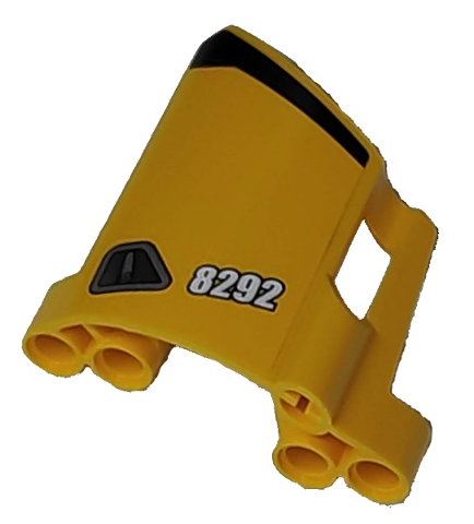 Lego Technic, Panel Fairing #22 Large Short, Small Hole, Side A with '8292' and Door Handle Pattern (Sticker) - Set 8292 / Yellow