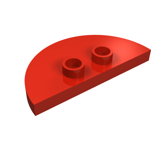 Lego Duplo Plate 2 x 4 x 1/3 Half Circle with 2 Studs [Thin] / Red