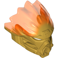 Lego Large Figure Mask of Fire (Unity) with Marbled Trans-Neon Orange Pattern / Pearl Gold