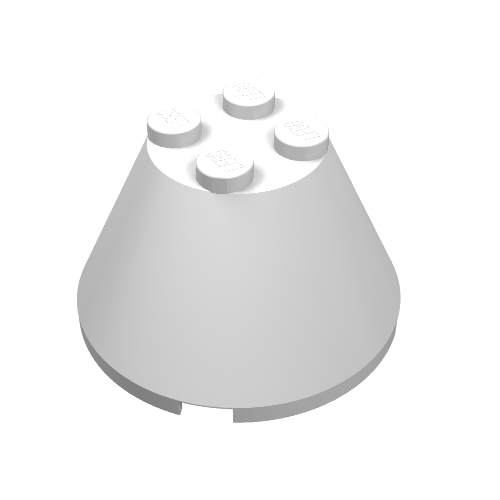 Lego Cone 4 x 4 x 2, No Axle Hole / White