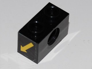 Lego Technic, Brick 1 x 2 with Hole and Yellow Arrows Pointing Down Pattern on Both Ends (Stickers) - Set 8485