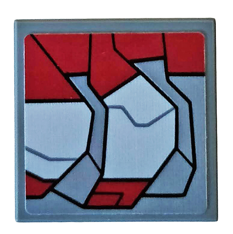 Lego Tile, Modified 2 x 2 Inverted with Dark Red and Light Bluish Gray Armor Plates Pattern Model Right Side (Sticker) - Set 76104