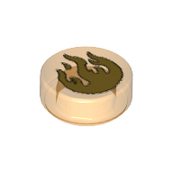 Lego Tile Round 1 x 1 with Flame Print / Trans-Orange