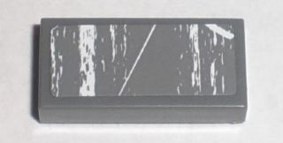 Lego Tile 1 x 2 with White Scratches on Dark Bluish Gray Background Pattern (Sticker) - Set 8211