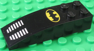 Lego Slope, Curved 6 x 2 with Batman Logo and Grille Pattern (Sticker) - Set 6864 / Black