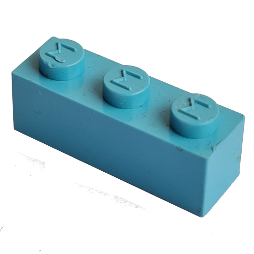 Lego Modulex Brick 1 x 3 with M on Stud / Modulex Pastel Blue