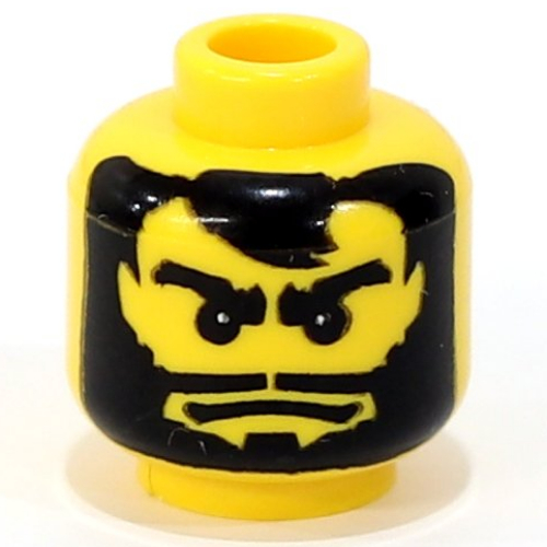 Lego Minifig Head Santis, Beard Full, Long Mouth, Thick Eyebrows, White Pupils Print [Blocked Open Stud] / Yellow