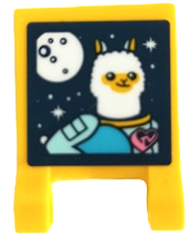 Lego Flag 2 x 2 Square with Flat Edge with Screen with Alpaca, Moon and Stars in Space Pattern (Sticker) - Set 41429