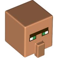 Lego Minifig Head Special, Cube with Nose and Green Eyes Print / Nougat