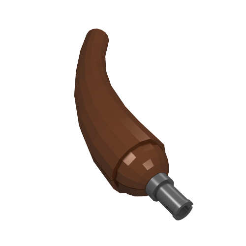 Lego Animal / Creature Body Part, Tail / Neck, Base Section with Black Pin / Reddish Brown