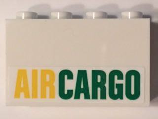 Lego Panel 1 x 4 x 2 with Side Supports - Hollow Studs with Yellow and Green 'AIRCARGO' Pattern (Sticker) - Set 60101