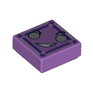Lego Tile 1 x 1 with Face with Hypnotic Eyes and Crooked Smile (Kryptomite) Print