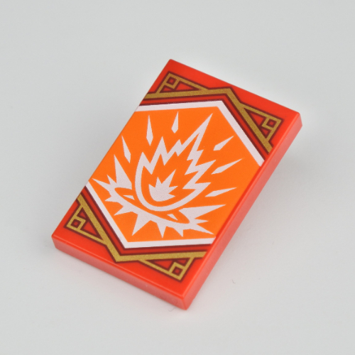 Lego Tile 2 x 3 with Orange Ninjago Strength Banner Print