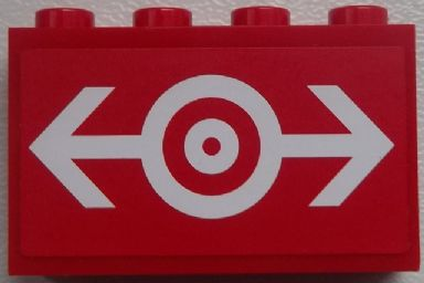 Lego Panel 1 x 4 x 2 with Side Supports - Hollow Studs with Train Logo White Pattern (Sticker) - Set 60052