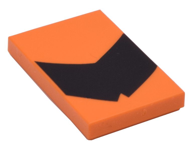 Lego Tile 2 x 3 with Black Chevron Stripe Pattern / Orange