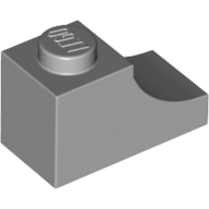 Lego Brick Curved 2 x 1 with Inverted Cutout / Light Bluish Gray