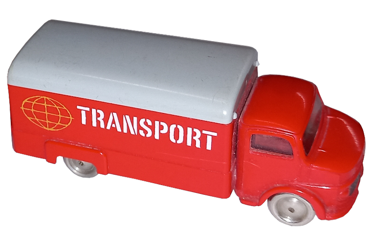 Lego HO Scale, Mercedes Box Truck with Gray Top / Red