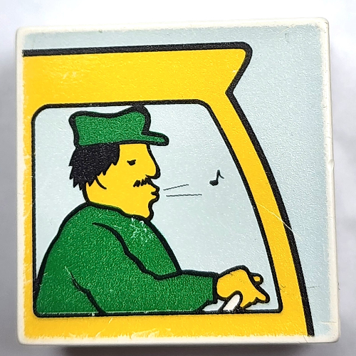 Lego Duplo Tile 2 x 2 x 1 with Mosaic, Community 3 Print - 9221-1 / White