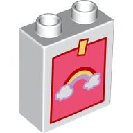 Lego Duplo Brick 1 x 2 x 2 with Childs Drawing of a Rainbow Print