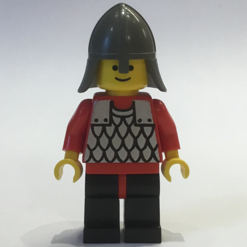 Lego Knight (Scale Mail on Red) - Red Arms, Black Legs, Dark Gray Neck-Protector