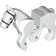 Lego Animal, Horse, Movable Legs with Black Eyes, White Pupils and Single Buckle Black Bridle Print / White