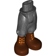 Lego Minidoll Hips and Cropped Trousers with Reddish Brown Boots with Orange Crossed Laces Print / Pearl Titanium