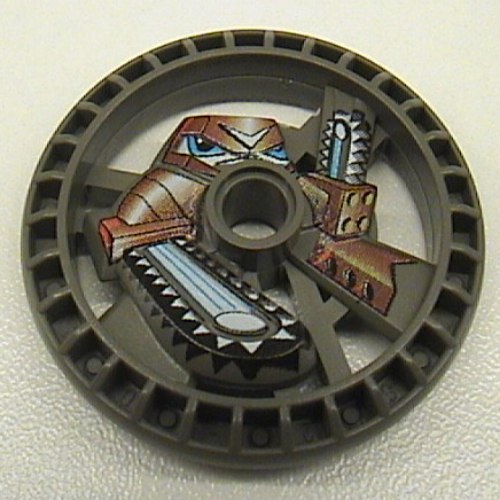 Lego Technic Disc 5 x 5 Notched, Chain-Saw Print / Dark Gray