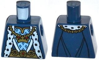 Lego Torso Castle King Robe with Fur Trim and Gold Chain with Crown Pattern / Dark Blue