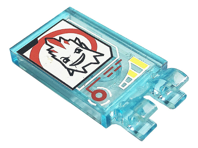 Lego Tile, Modified 2 x 3 with 2 Clips with Evil Face on Rock on White and Red Pattern (Sticker) - Set 41231