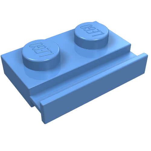 Lego Plate Special 1 x 2 with Door Rail / Medium Blue