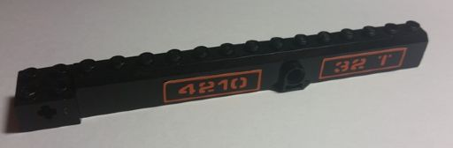 Lego Crane Arm Outside, Wide with Pin Hole at Mid-Point with '32-T' and '4210' Pattern on Both Sides (Stickers) - Set 4210