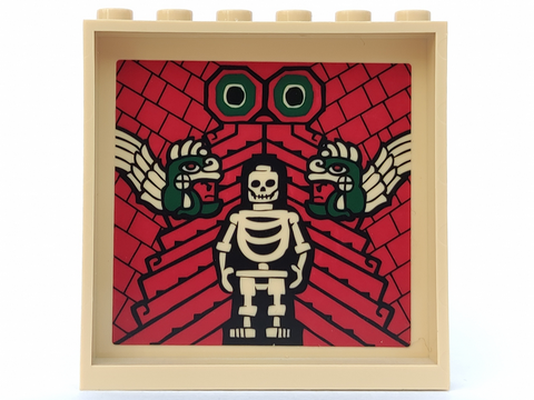 Lego Panel 1 x 6 x 5 with Skeleton and Aztec Snakes Pattern on Inside (Sticker) - Set 7627