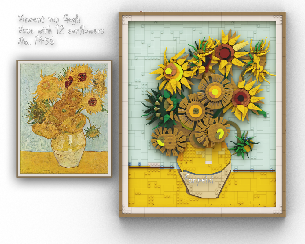 Lego Vase with 12 sunflowers Van Gogh