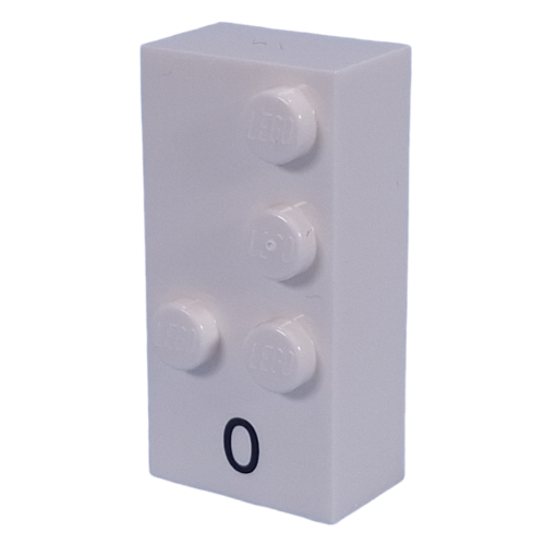 Lego Braille Brick 2 x 4 with 4 Studs ⠼ and '0' Print