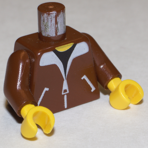 Lego Torso Jacket and Black Undershirt Print, Brown Arms, Yellow Hands / Brown