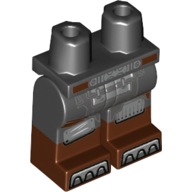 Lego Hips with Black Legs and Reddish Brown Boots Pattern with Metal Plating, Steel toes, Knee Pads / Black