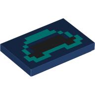 Lego Tile 2 x 3 with Pixelated Black/Dark Turquoise Shapes Print