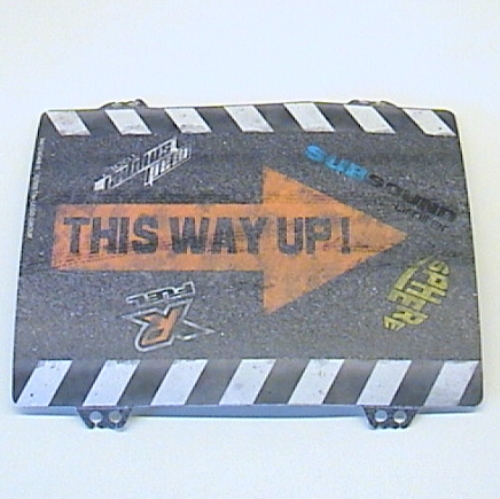 Lego Ramp, White Curbs and Orange Arrow with 'THIS WAY UP!' Print